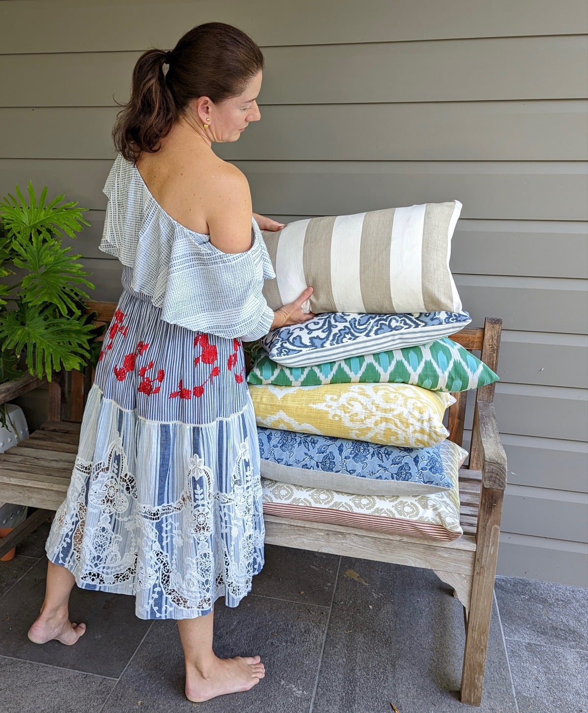Clare styling cushions clare styling cushions on a bench